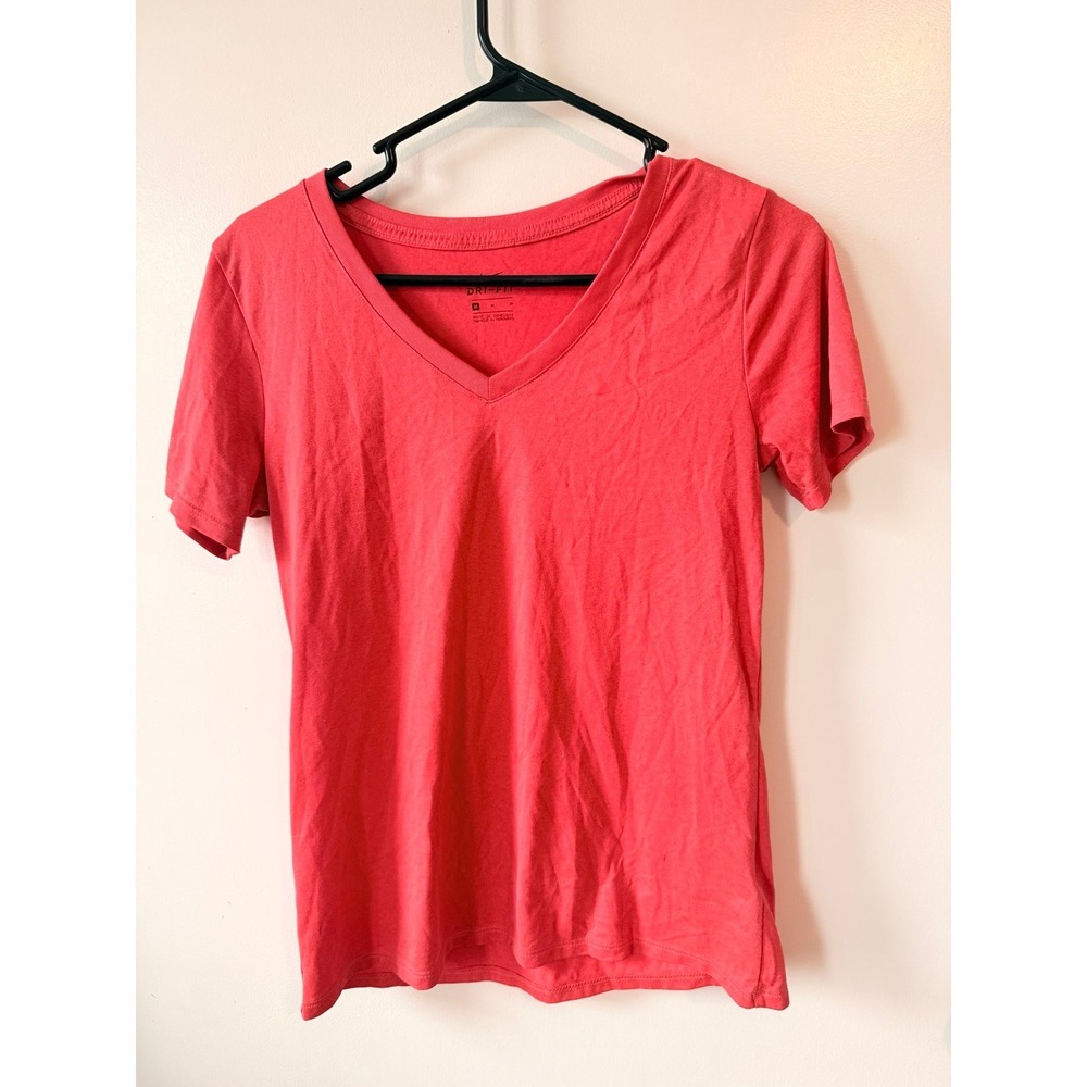 Nike red orange t shirt v neck short sleeve dri-fit women's medium
